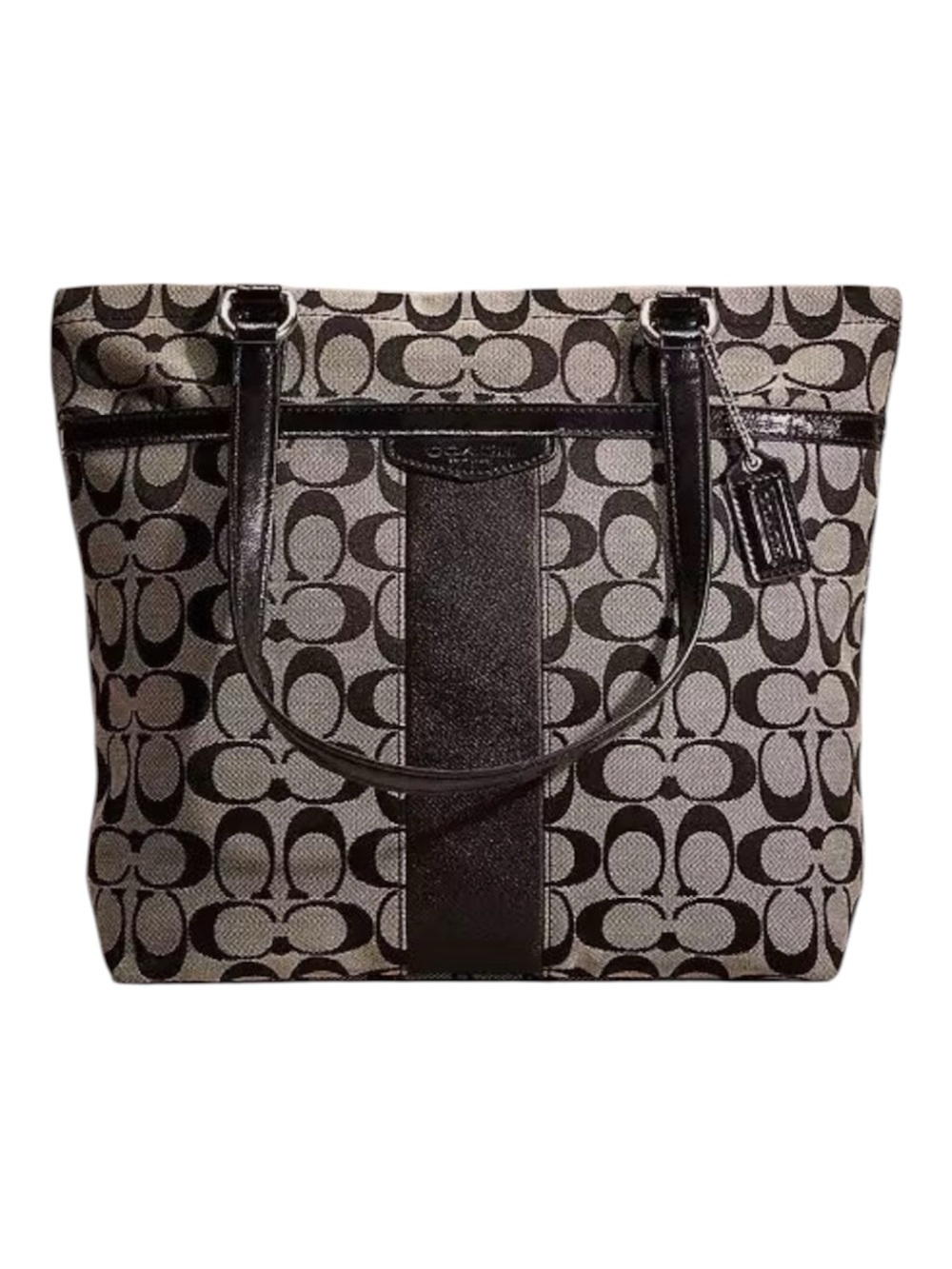 Coach Tote Bag in Black and Gray Signature Canvas